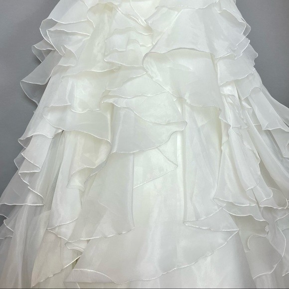 Allure Bridals Wedding Dress Strapless Cascading Tulle Layers Jeweled Beads Gown - Picture 11 of 13